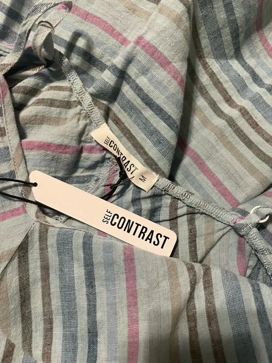 Self Contrast Sun Washed Striped Maxi Dress M NWT Tiered Blue Pink Boho Tall - Picture 8 of 8